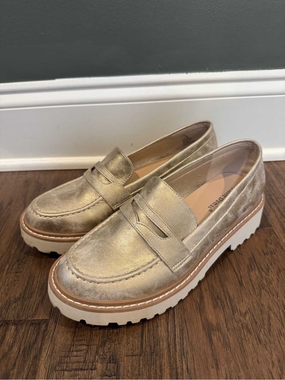 Pierre Dumas Metallic Gold Penny Loafers